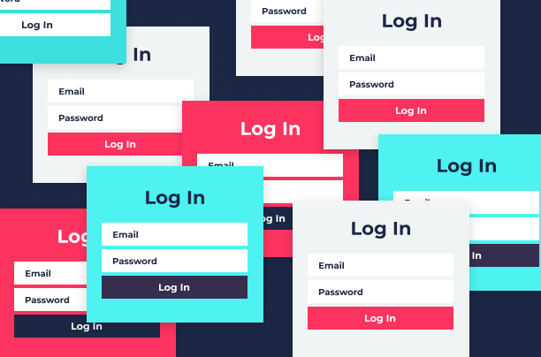 A graphic showing several login boxes - representing password fatigue